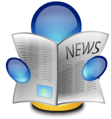 Petite personnage bleu tenant un journal "News" dans ces mains