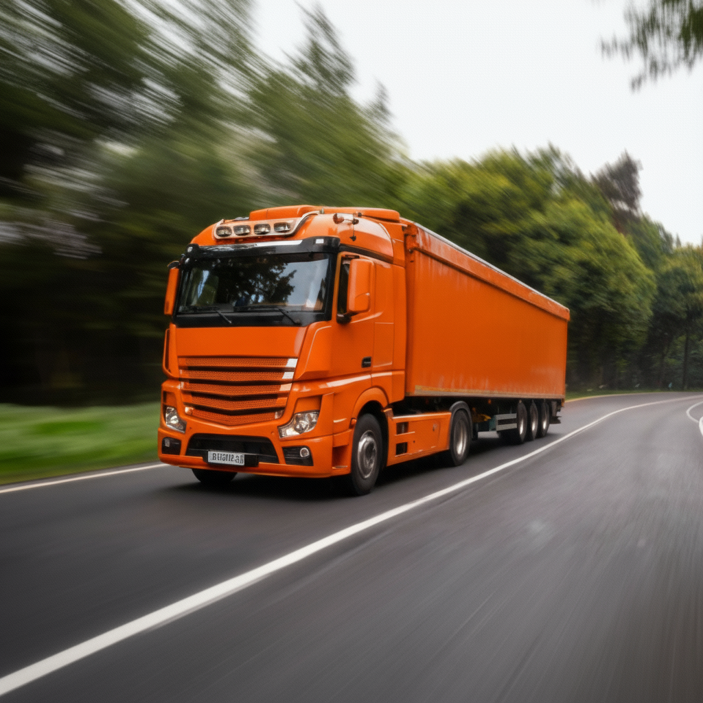 Camion qui roule vite, avec un effet de "flou" sur la photo